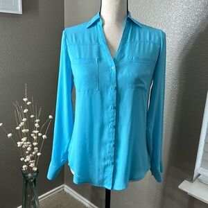 Express brand long sleeve turquoise blouse Size XS